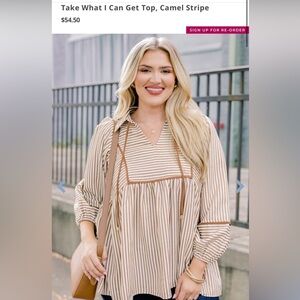 Chic Soul Striped Beige and Brown Blouse